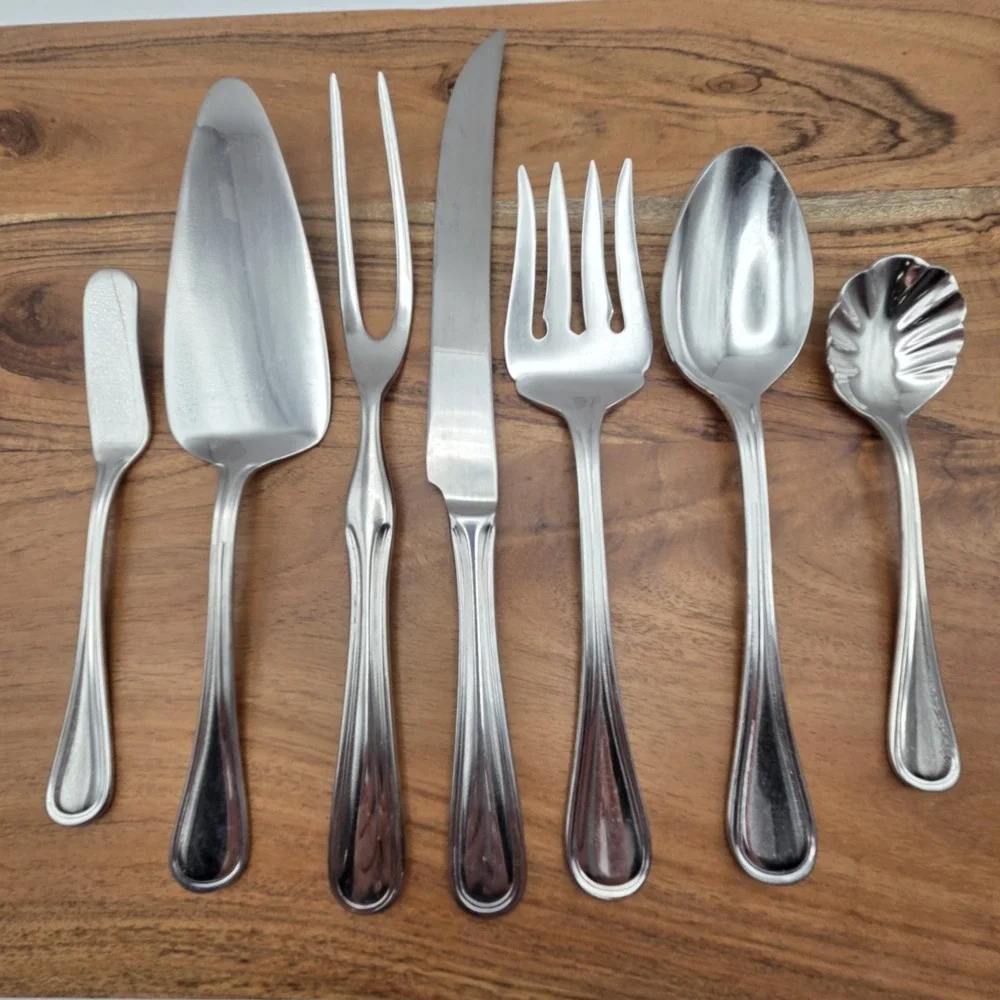 Wallace Rockport 7 Piece Hostess Set Stainless Meat Fork Carving Knife Pie